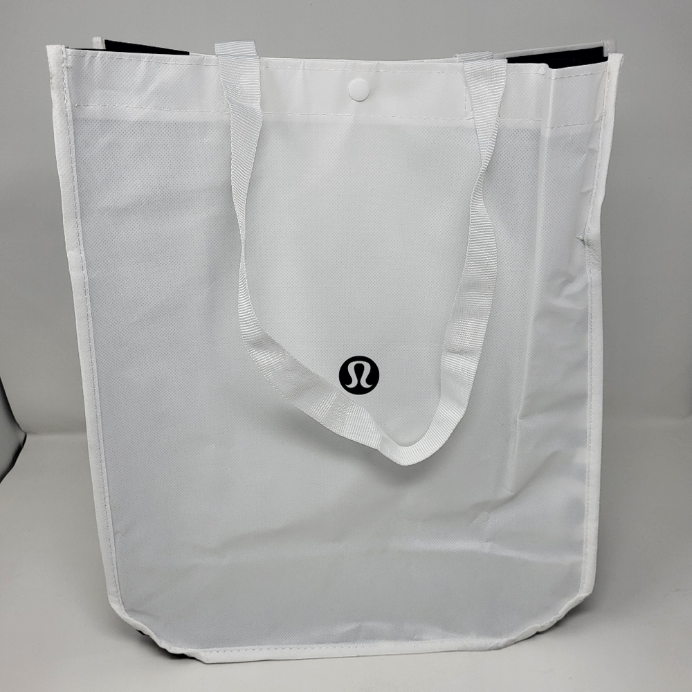 Lululemon Reusable Tote Shopping Bag‎ Recycled Materials Nylon Feel Snap Button
